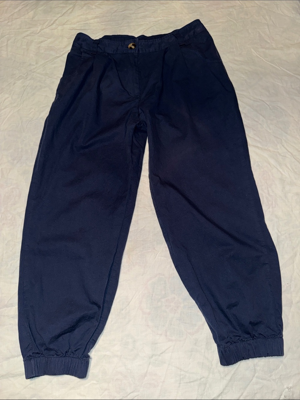 Halara 100% Cotton Pleated Cropped Jogger Pants Navy Blue Women's Medium